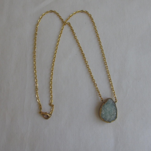 NECKLACES  CHAIN FAKE GOLD BLUE Crystal 18" - Picture 1 of 4